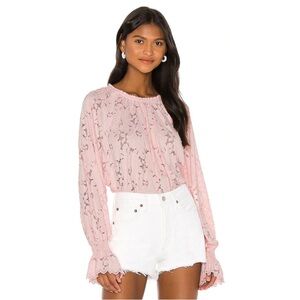 Free People Olivia lace top in pink NWT Small